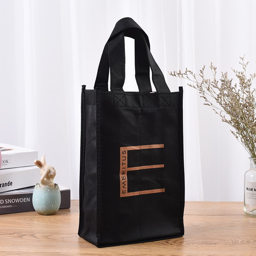 BT-0076 Custom printed 80 gsm non woven 2 bottle wine bag