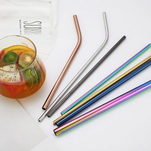 OEM/ODM Manufacturer China High Quality Colorful Drinking Straw Stainless Steel Metal Straws 215*6mm
