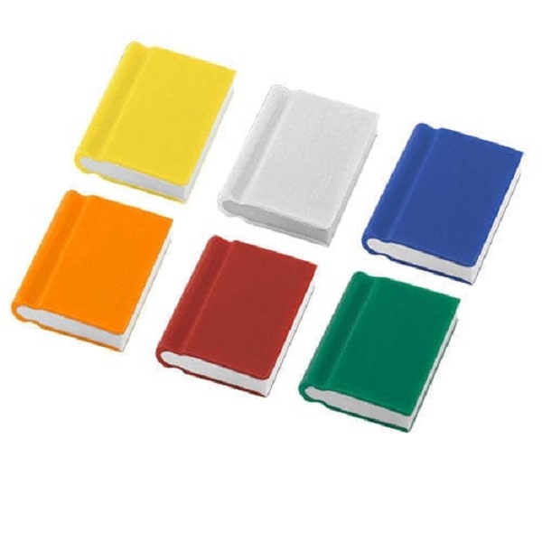 Book shaped eraser with customized logo