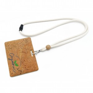 OS-0062 Cotton cord lanyard ine cork badge inobata