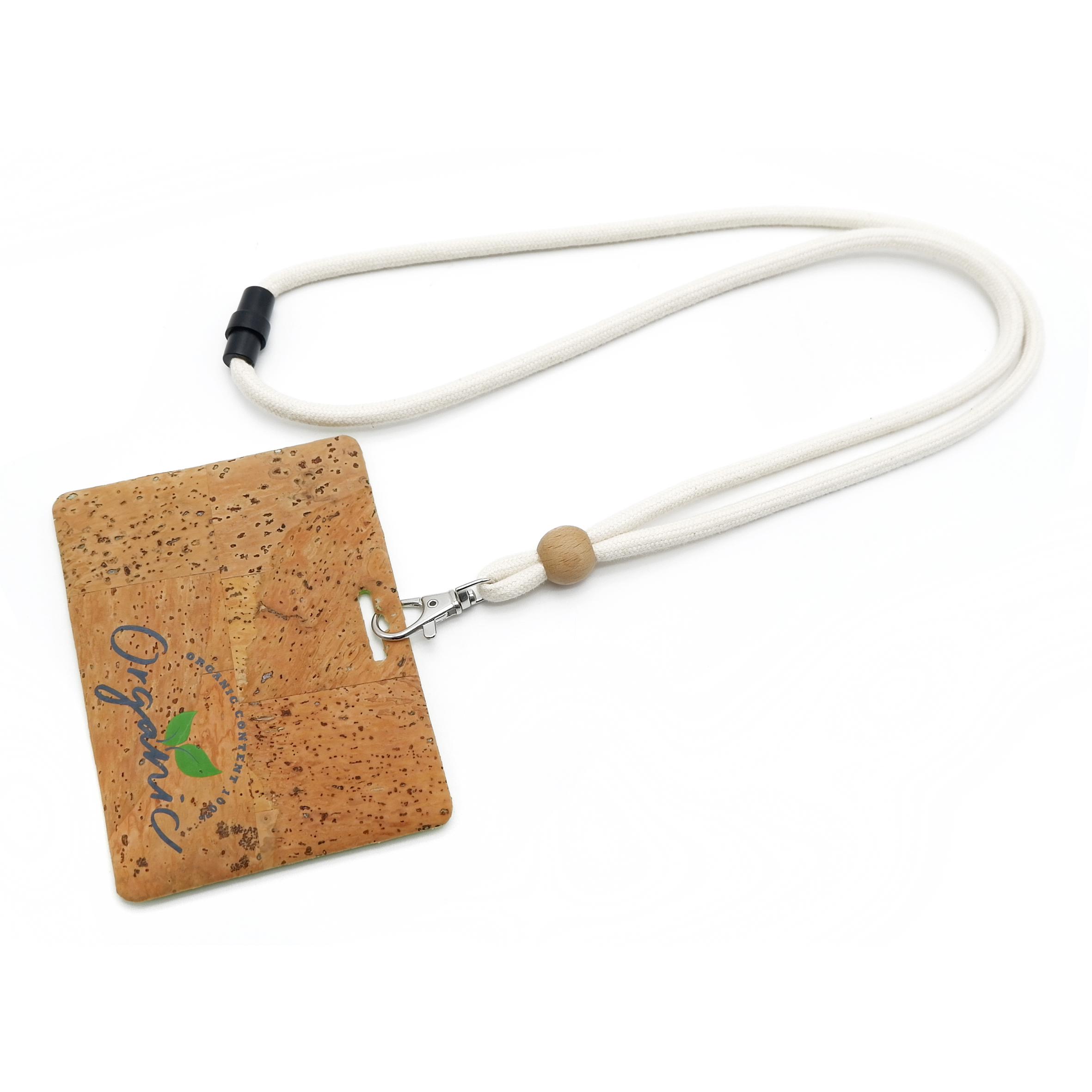OS-0062 Cotton cord lanyard with cork badge holder