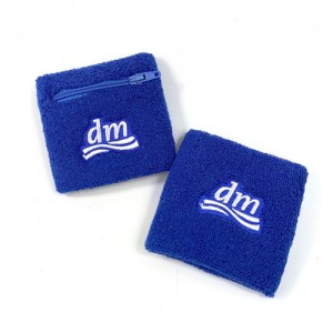 AC-0062 Promotional Cotton terry cloth สายรัดข้อมือแบบสปอร์ต มีช่องซิป