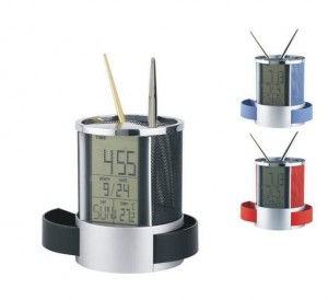 EI-0289 Multifunctional Pen Holder nga adunay Digital Desk Alarm Clock