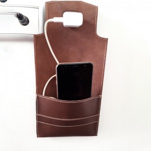 EI-0051 Personalized Leather Wall Charger Holder