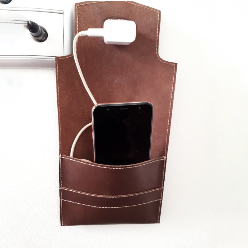 EI-0051 Personalized Leather Wall Charger Holder