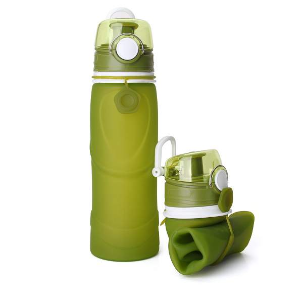 Personalized soft silicone folding water bottle