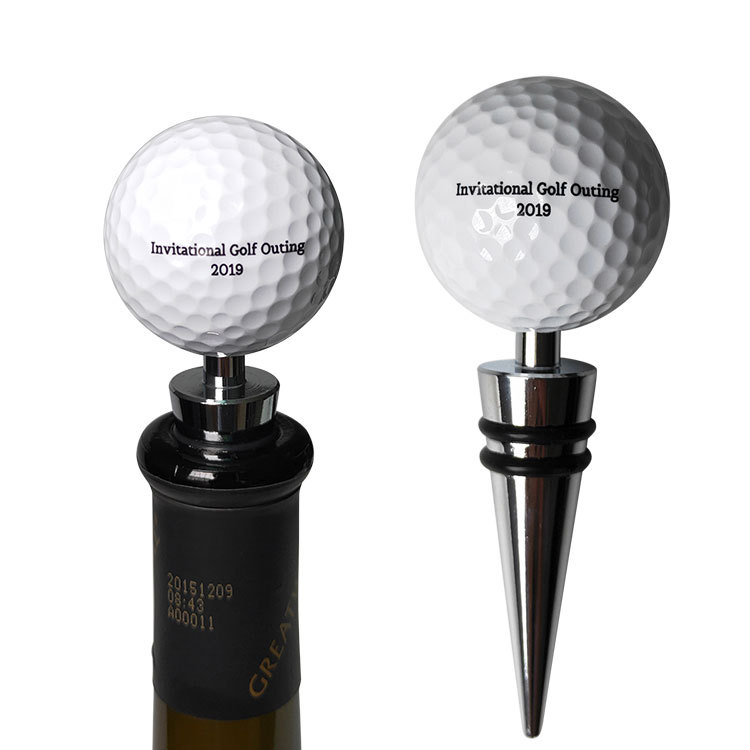 HH-0381 Promotional Golf Ball Wine Stoppers With Printed Logo