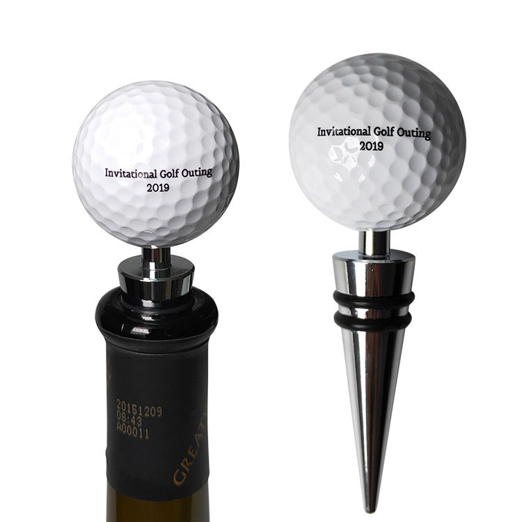 HH-0381 Promotional Golf Ball Wine Stoppers With Printed Logo Featured Image