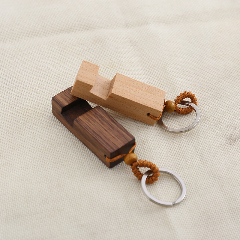 EI-0005 Promotional Wooden Phone Stand Keychains