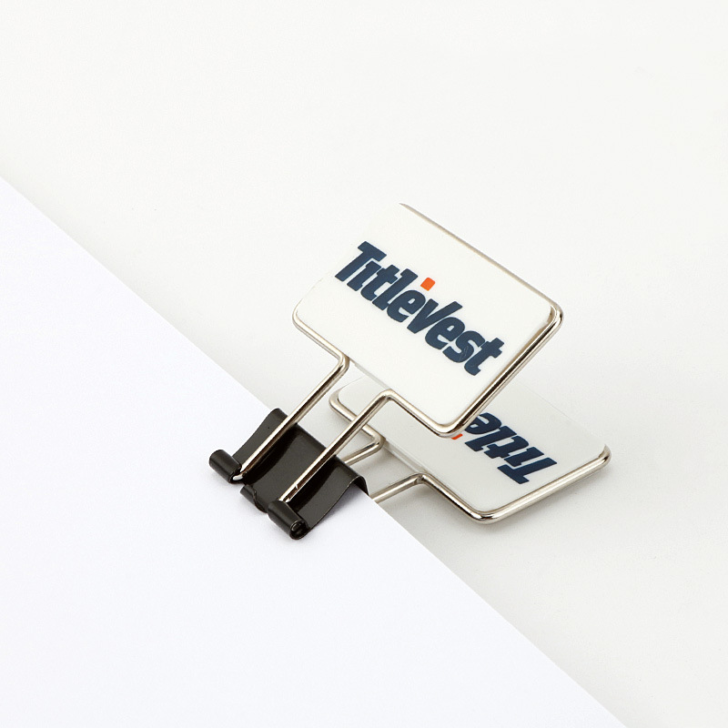 binder clips with domed logo