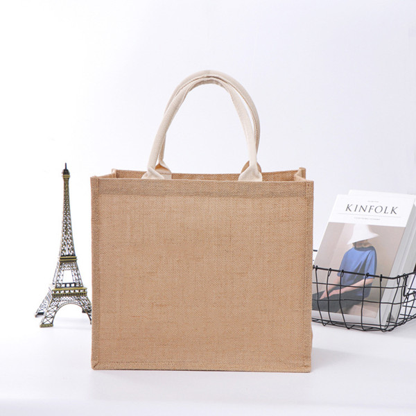 BT-0218 Zotsatsira laminated jute tote matumba