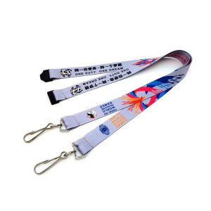 Lanyards j-dubhan dùbailte OS-0408 le sublimation air a chlò-bhualadh