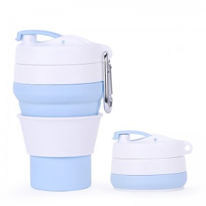 HH-0237 Custom Collapsible Silicone Water Bottle with carabiner