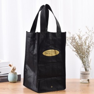 BT-0074 Custom printed 4 bottle wine totes at small quantities