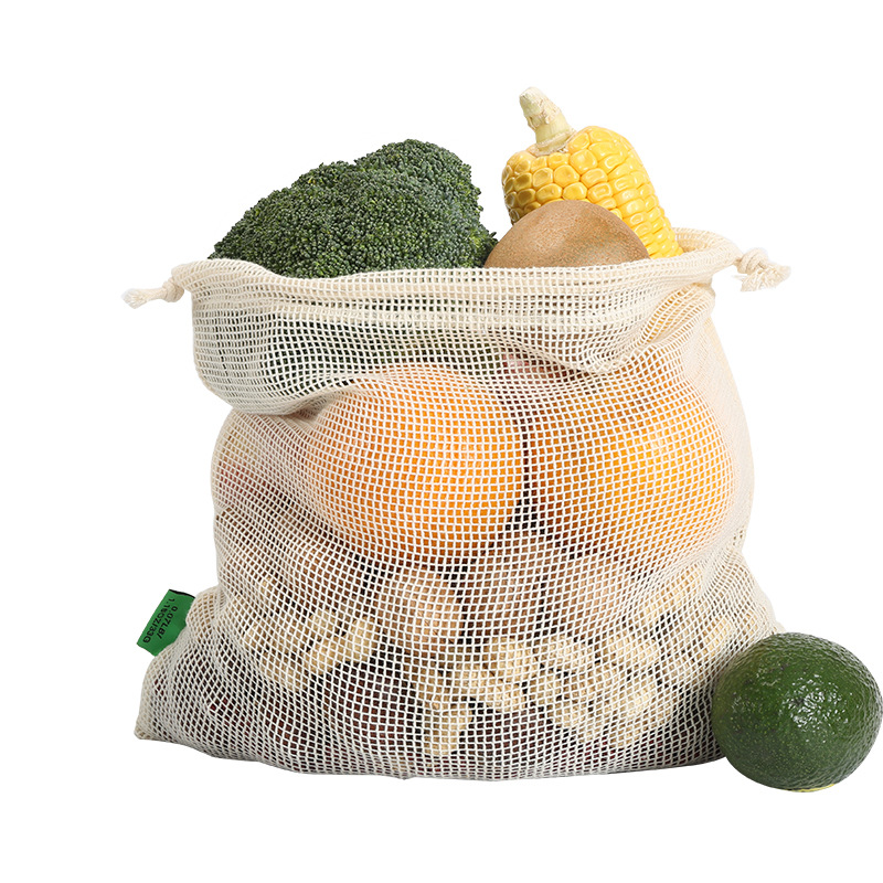 BT-0433 mesh cotton produce bags with logo