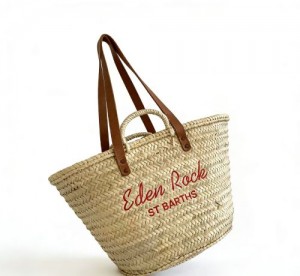 Straw Tote Bags – Large Woven Beach Bag with Leather Handles Perfect for Summer